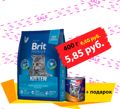 Сухой корм Brit Premium Cat Kitten для котят с курицей Сухой корм Brit Premium Cat Kitten для котят с курицей 400г