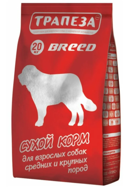 Трапеза BREED сухой корм для собак средних и крупных пород  20кг.