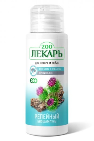 БИОшампунь ЭКО ZOOЛЕКАРЬ "Репейный" для кошек и собак против блох, 80мл.